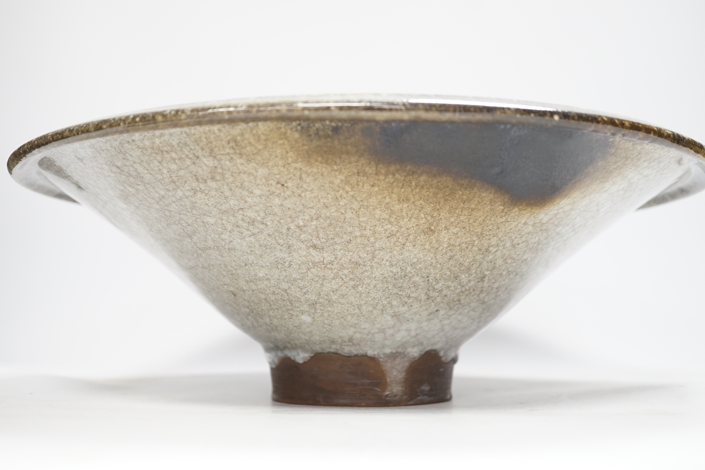 A Studio pottery crackle glaze bowl, 40cm diameter